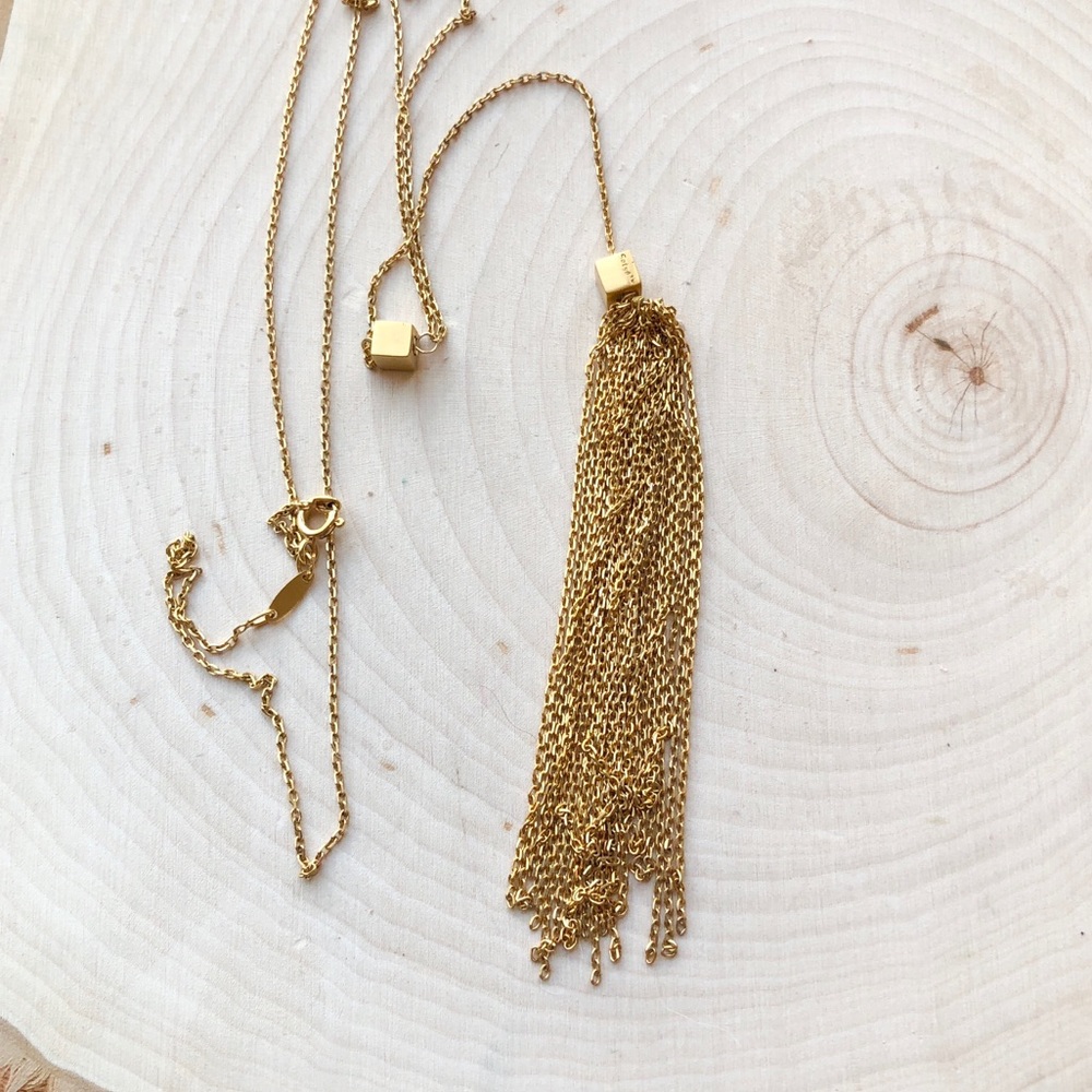 NEW Anthropologie 18k Gold Satya Cubed Lariat Necklace - Picture 8 of 11